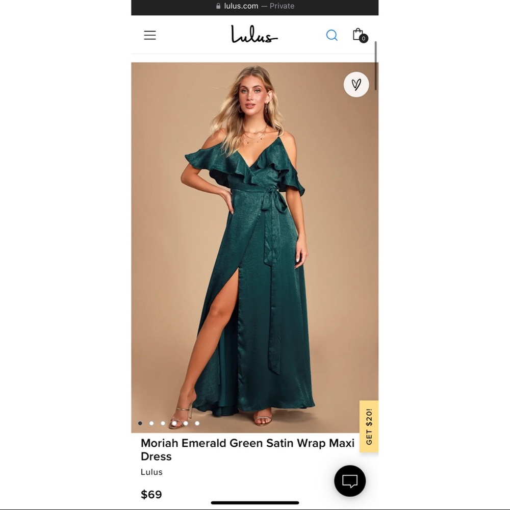 Lulus Moriah Emerald Green Satin Wrap Maxi Dress
